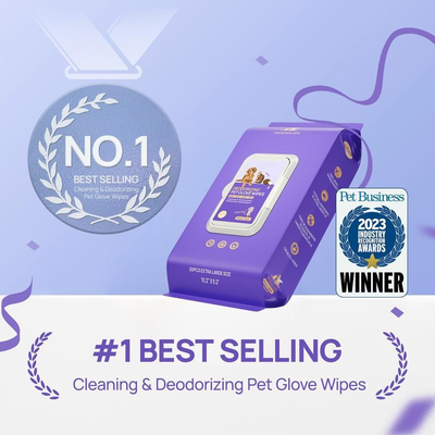 Deodorizing Cat & Dog Grooming Glove Wipes