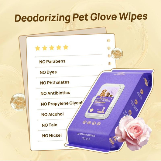 Deodorizing Cat & Dog Grooming Glove Wipes